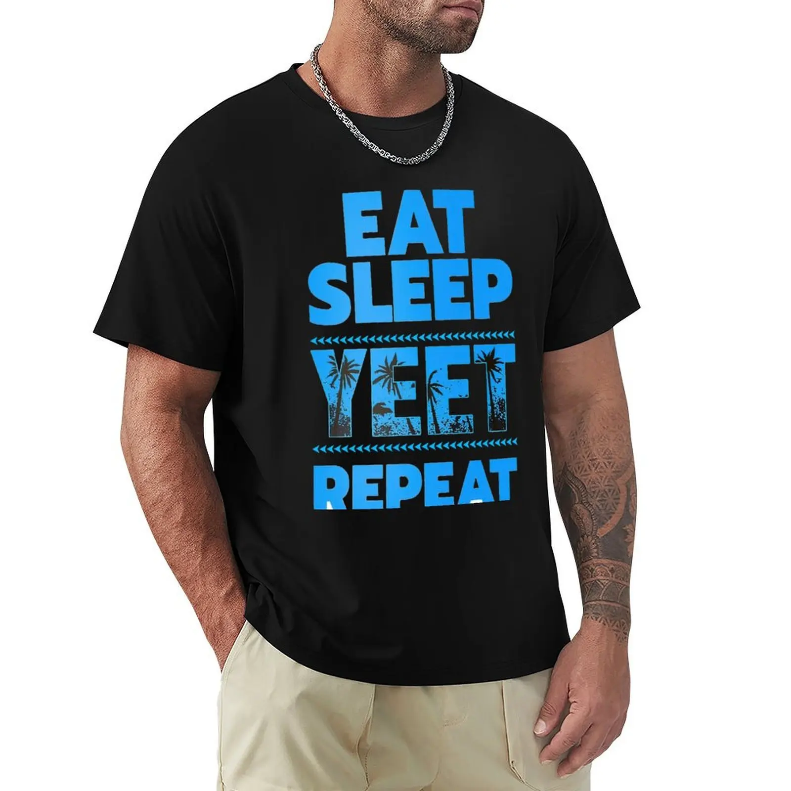 Футболка Eat Sleep Yeet Reapeat винтажные забавные подарки мужские футболки с рисунком