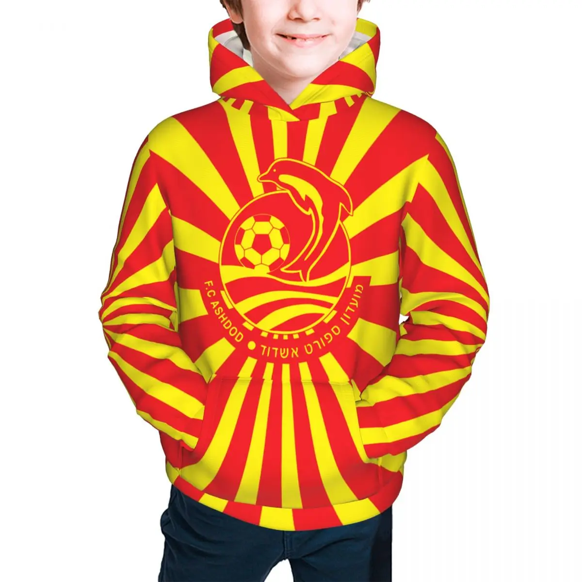 Детский пуловер с капюшоном Ashdod FC Толстовка для молодежи Детские повседневные