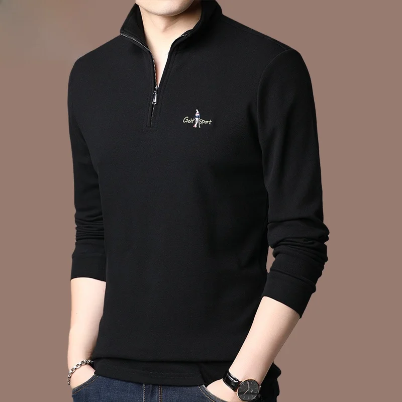 Новая мужская рубашка Qiamania с длинными рукавами и воротником-стойкой из чистого