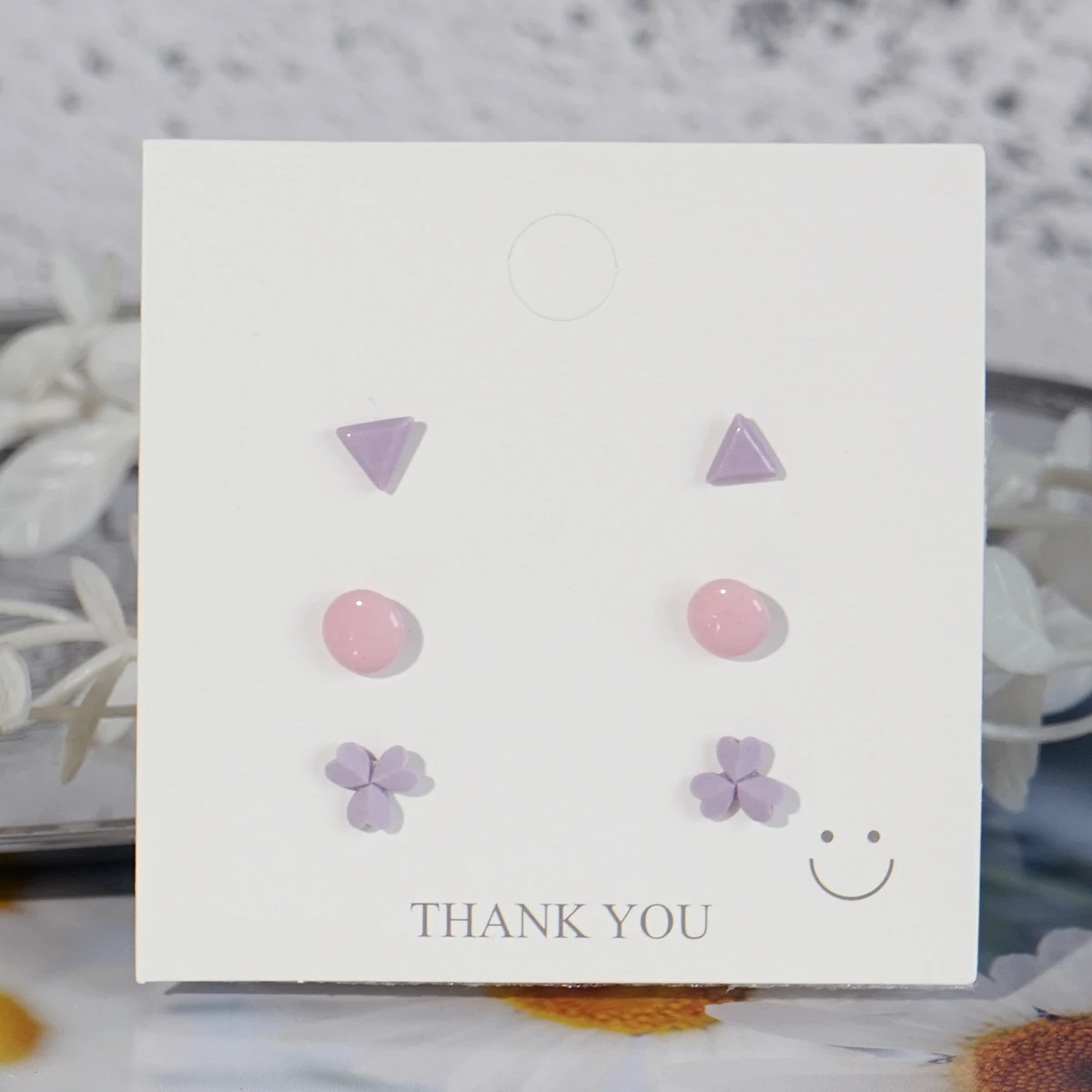 3 пары милых крошечных серег-гвоздиков набор цветочных сердечек посеребренная