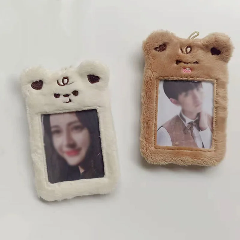 

Cartoon Bear Idol Photocard Plush Protector Case Kawaii ID Credit Case Cute Photo Card Holder Photo Frame Bag Pendant Rabbit
