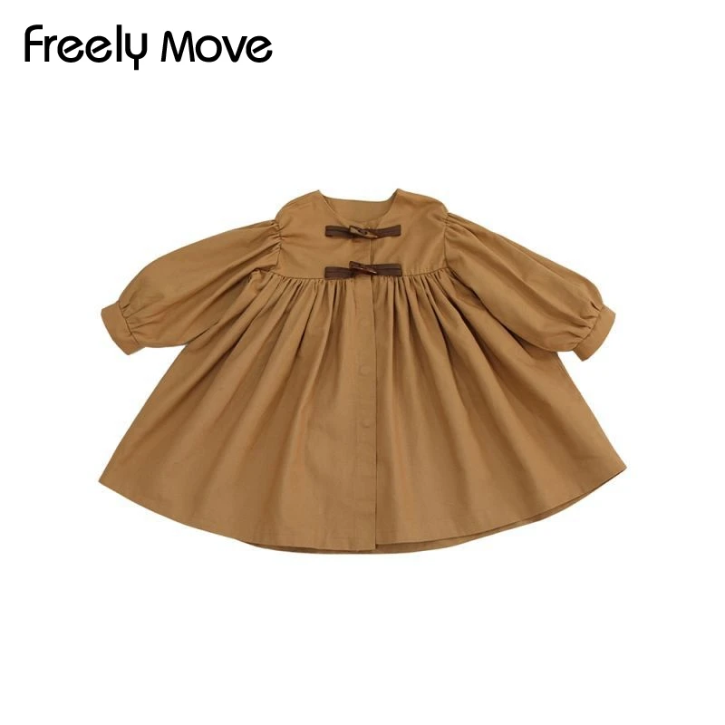 Freely Move 2022 Toddler Girls Clothes Autumn Spring Long Sleeve Fashion Trench Coats Thicken Cute Bow Children's Fashion Jacket