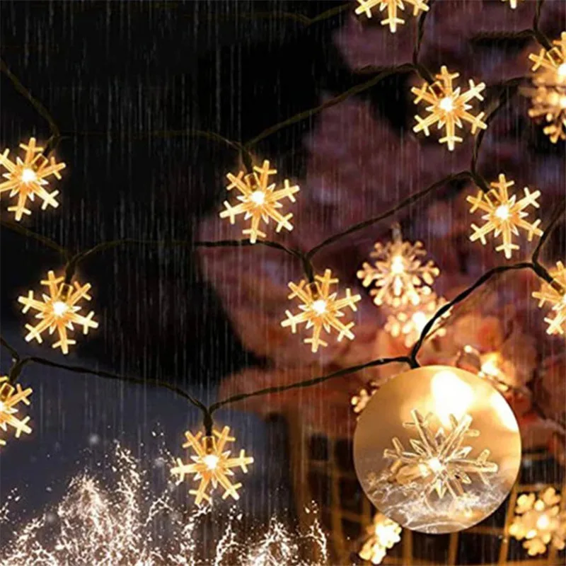 

Светодиодный ная гирлянда со снежинками, гирлянда с теплым белым светом для дома, рождественские сказочные огни, Свадебный декор, Рождестве...