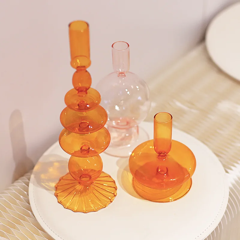 Taper Candle Holders Candlesticks For Wedding Party Decoration Glass Vase Table Bookshelf Home Decor