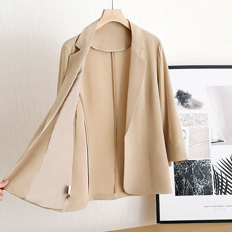 Женский блейзер из 100% шелка с рукавом три четверти и одной пуговицей 2 цвета