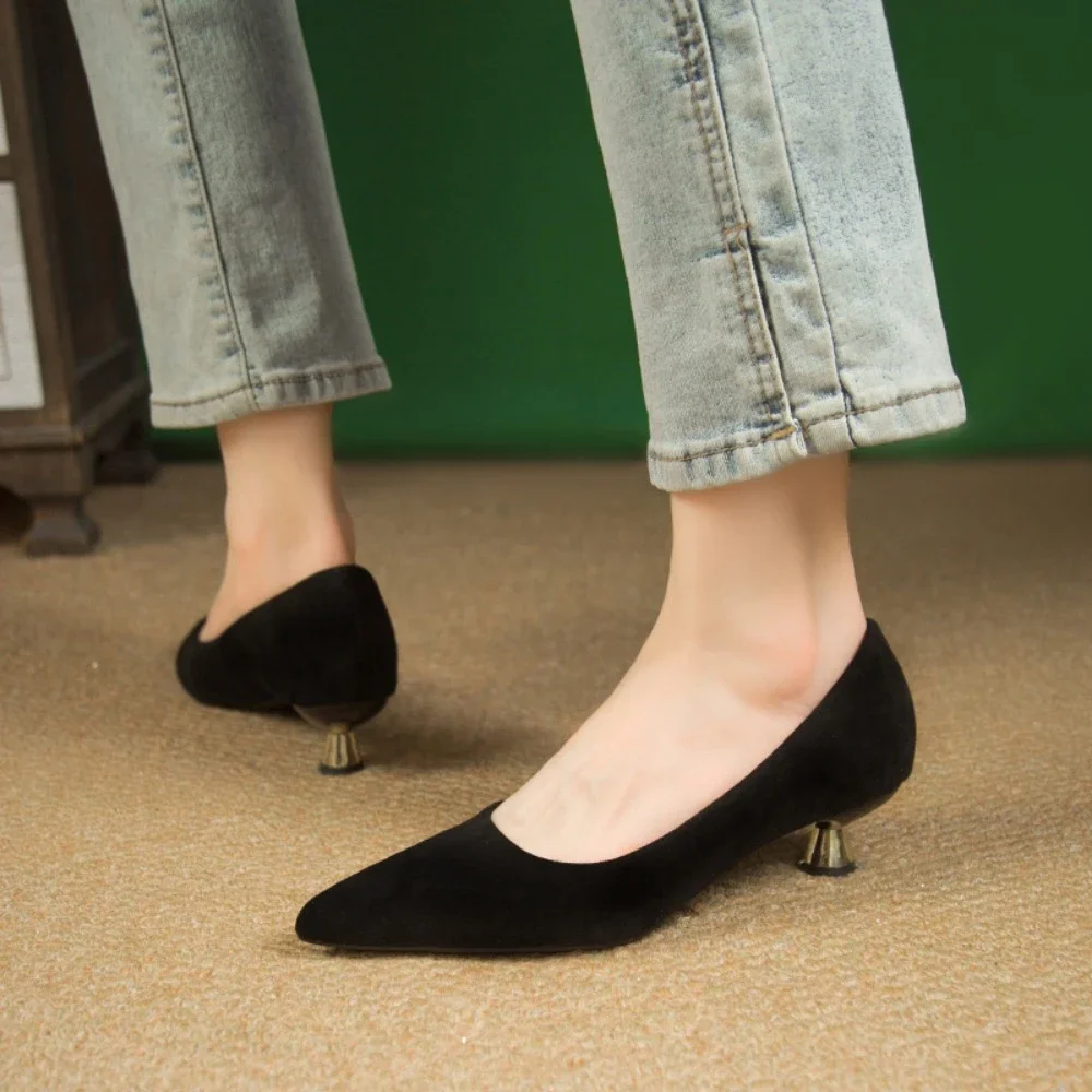 Женские леопардовые туфли-лодочки пикантные замшевые туфли на высоком каблуке