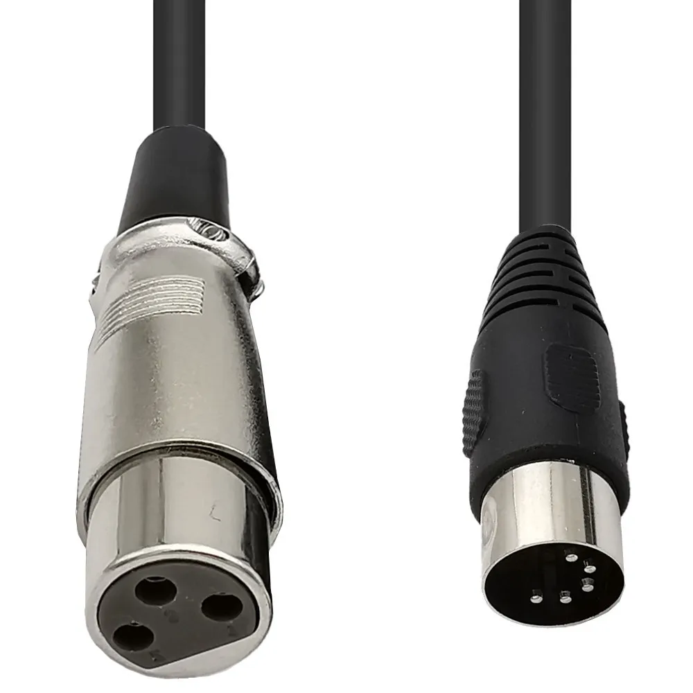 Фото Кабель-переходник MIDI-XLR DIN 5-контактный разъем «папа» — XLR 3-контактный аудиокабель для подходящих музыкальных инструментов с разъемом MIDI или XLR №2