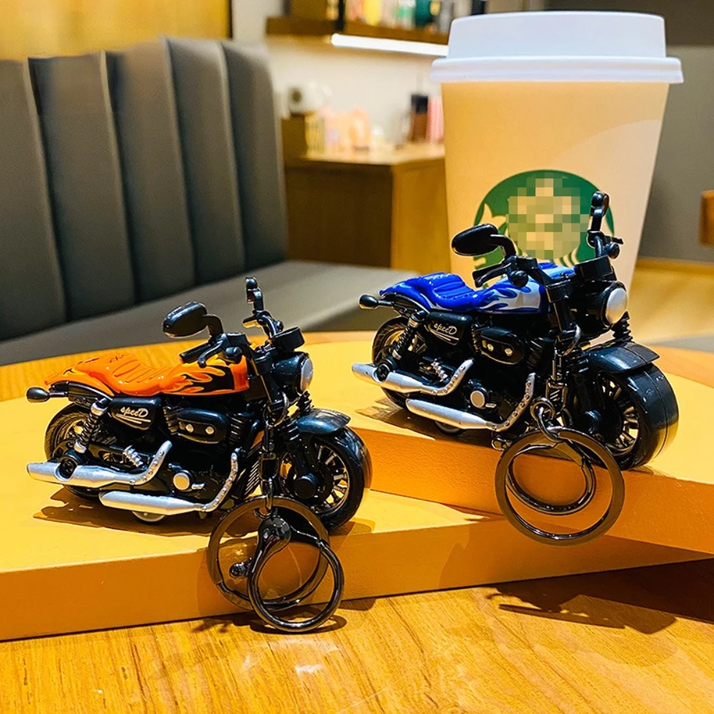 

Mini Motorcycle Back To The Car Keychain Creative Personalized Couple Bags Tide Cool Toy Model Car Motorcycle Pendant Gift
