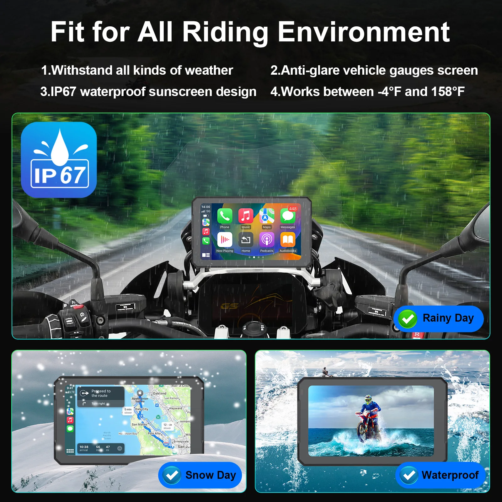 

Для BMW S1000 M1000 R1200 R1250GS XR ADV сенсорный уличный водонепроницаемый солнцезащитный портативный мотоциклетный навигатор CarPlay Android Auto