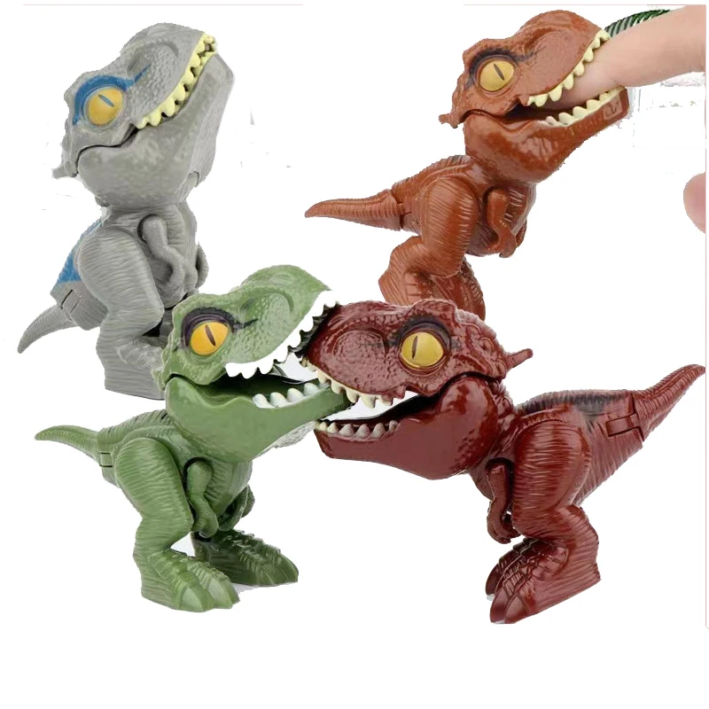 

12pc set Action Figures Finger-biting Toys Jurassic Dinosaur Backpack Pendant Snap Squad T-rex Dino Bite Hand Kids Boy Toys