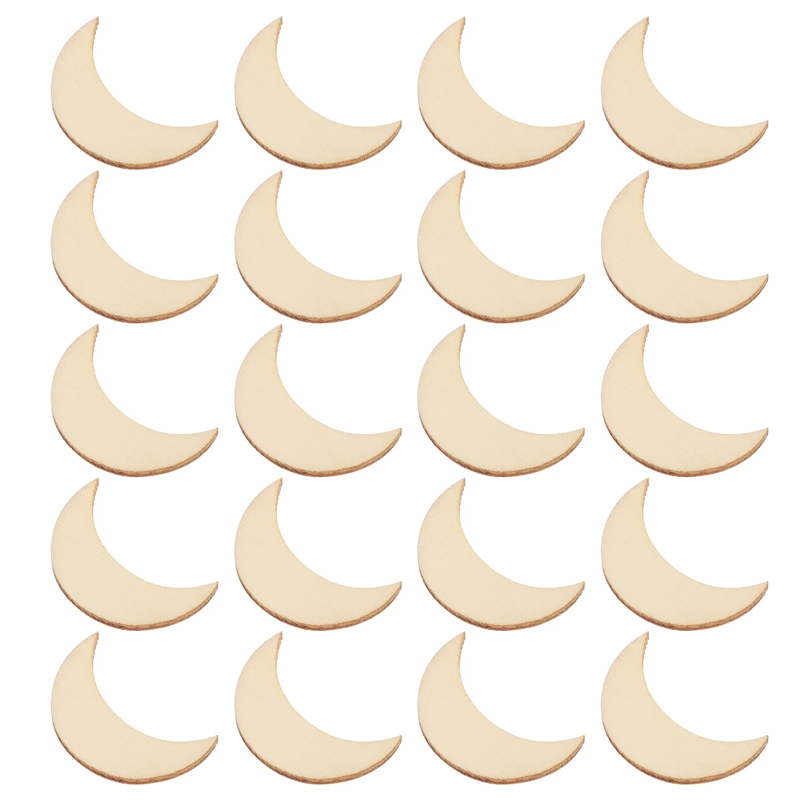 

20 Pcs Wooden Moon Pendant Wooden Cutouts Wood Moon Wooden Tags Crafts Unfinished Wood Slices Small