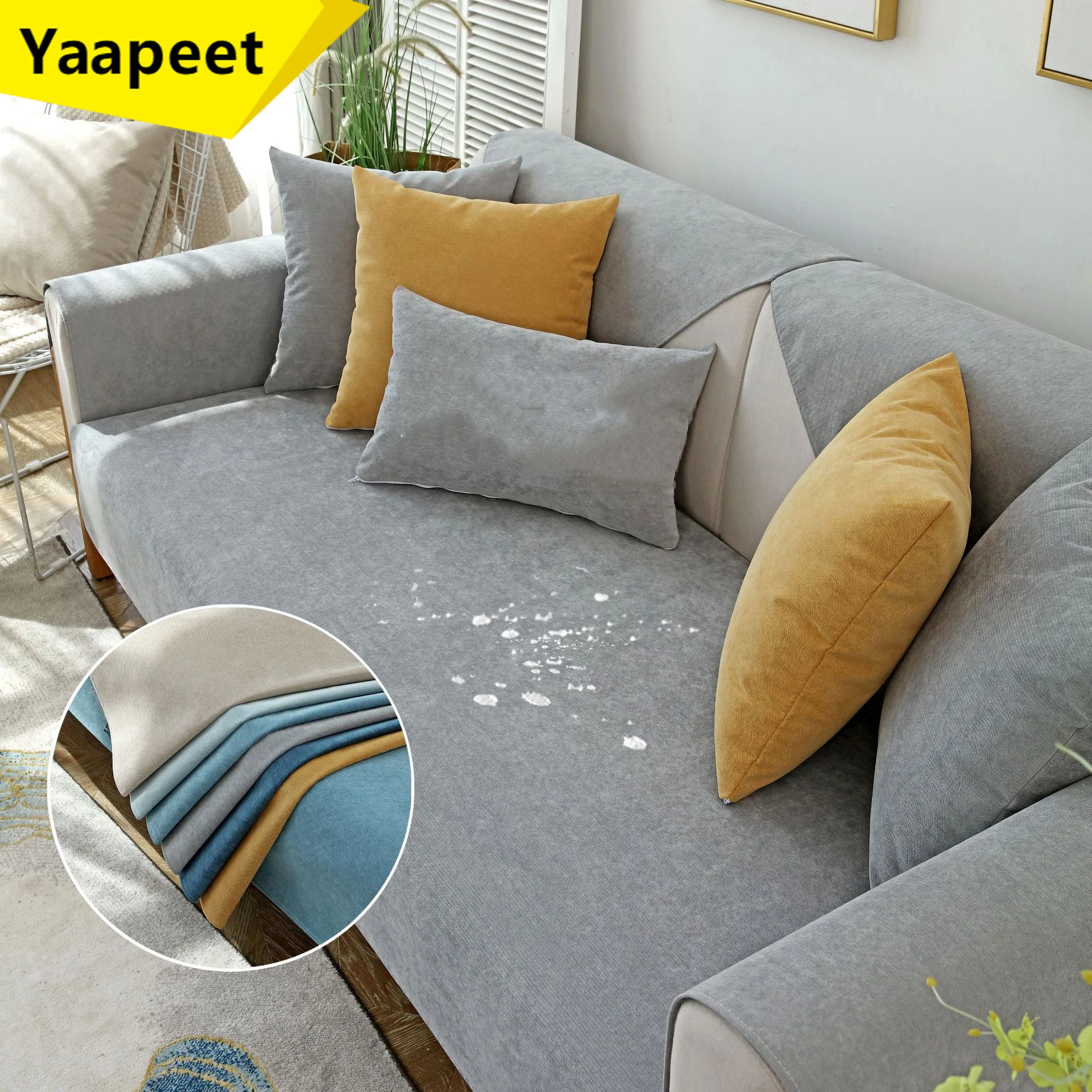 

One Piece Water Repellent Sofa Cover For Living Room Decor Couch Slipcover Corduroy Sofa Seat Cushion Backrest Armrest Towel