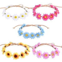 2pcs small sun wreath rope headband long5 colors fashion floral headband daisy flower headband festive headband bridal headband
