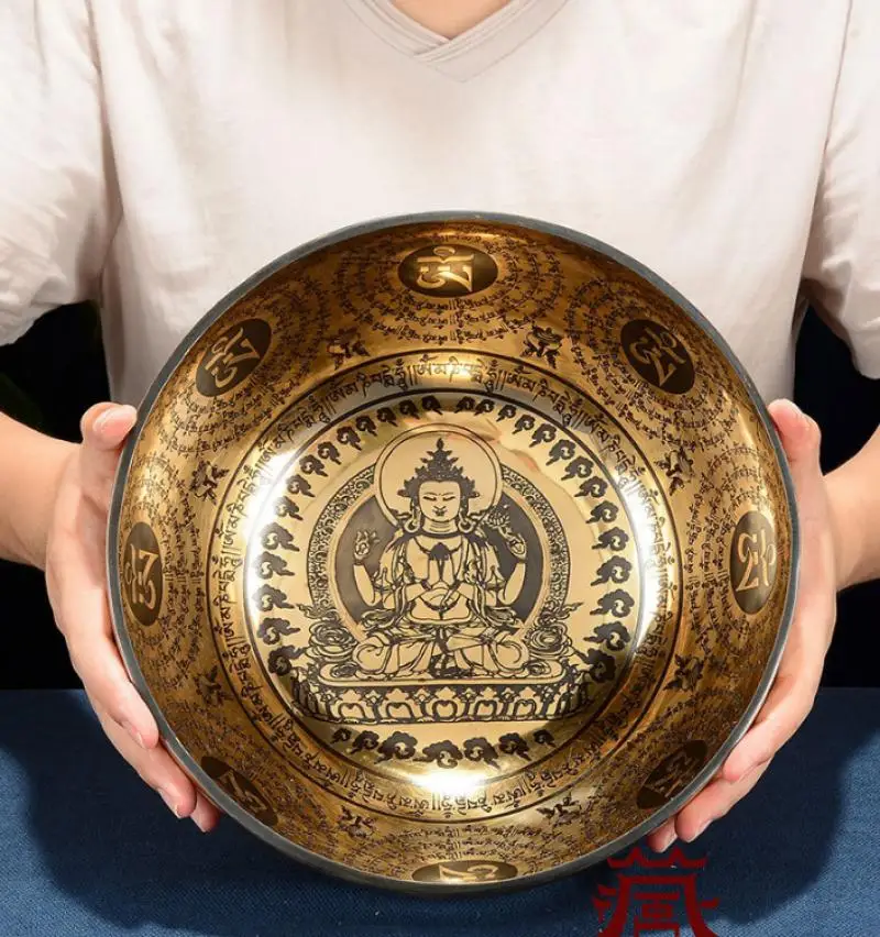 

Тибетская звуковая чаша из Непала ручной работы с Буддой, чаша для йоги, медитации, чаша для ручной работы, чаша для пения из тибетской латуни для музыкальной терапии