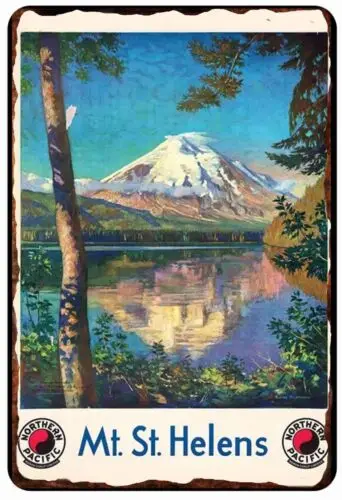 Виivit Mount St. Helen 1930s Реклама Цельнометаллическая жестяная вывеска 8 x 12 Винтаж