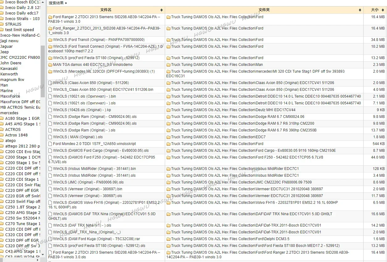 Грузовик-тюнинг DAMOS Ols A2L Коллекция шестигранных файлов REMAP Stage File 5 97 ГБ