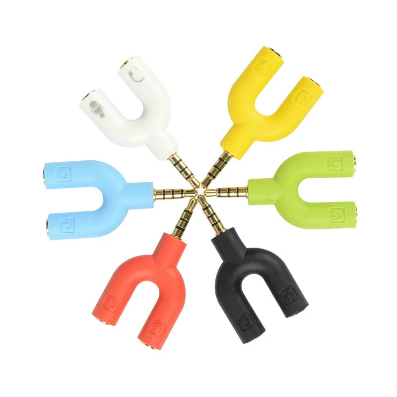 

3.5 U Type Adapter 3.5mm Microphone Audio Converter Splitter Sound Stereo Audio Jack Interface Earphone 2 Way U Headset Speakers