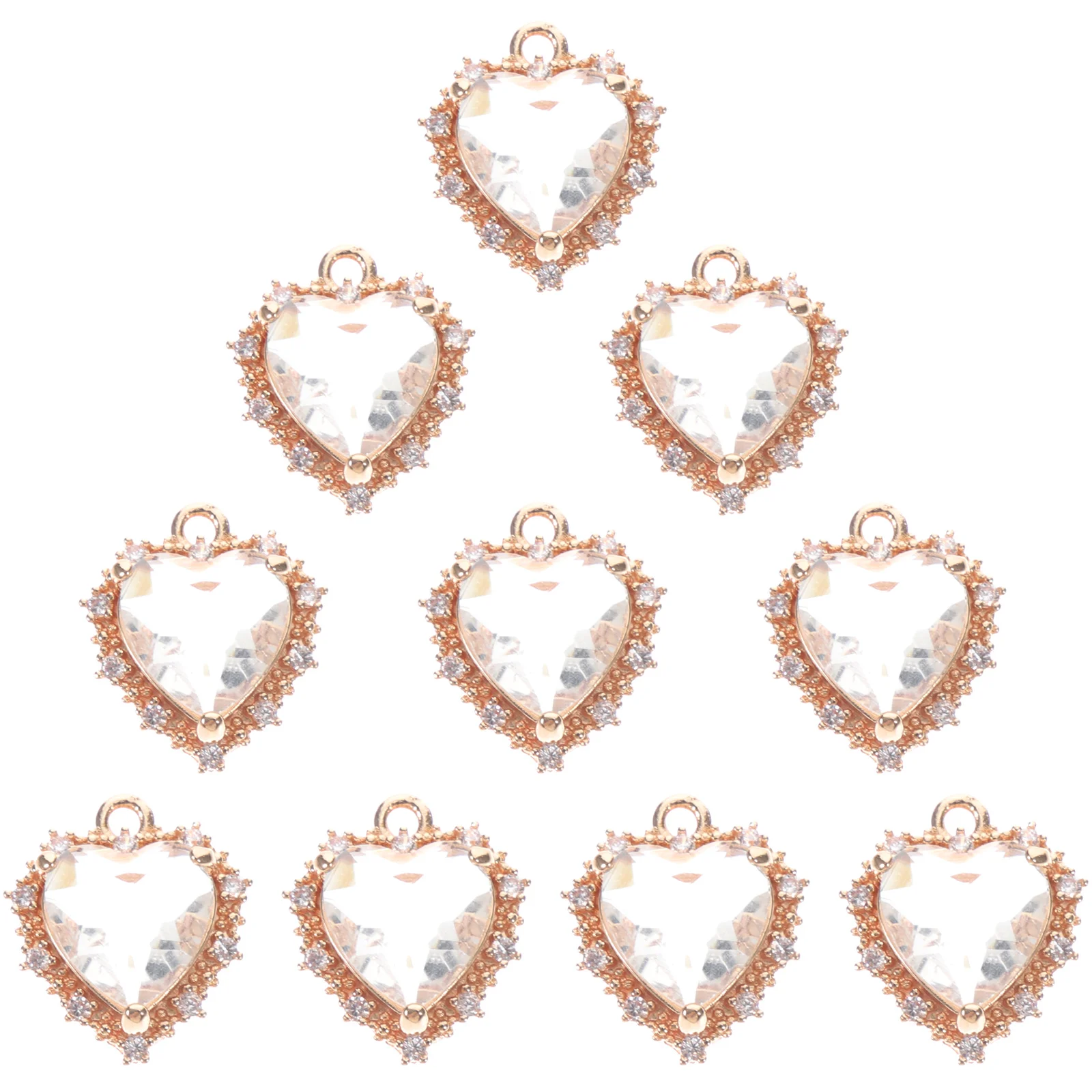 50 Pcs Micro Diamond Heart Jewelry Accessories Necklace Crafts Decors Pendant Making Copper Novelty Ornaments Handmade Adorable