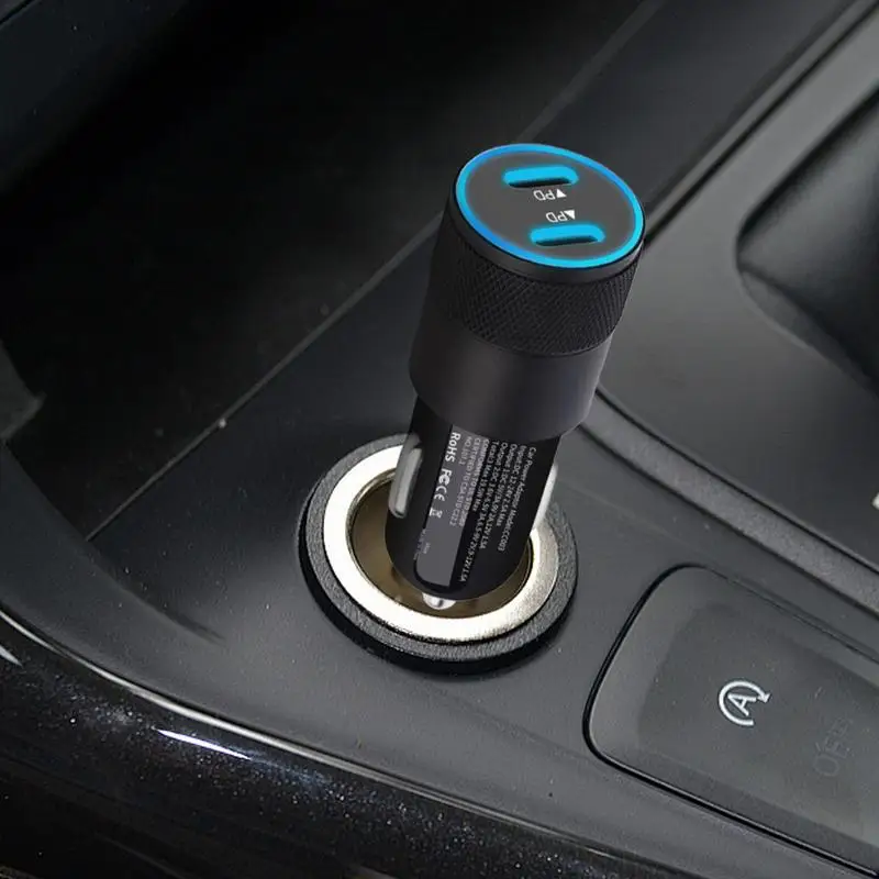 Ładowarka samochodowa USB Szybkie ładowanie Podwójna ładowarka PD do telefonu komórkowego Ochrona bezpieczeństwa Adapter