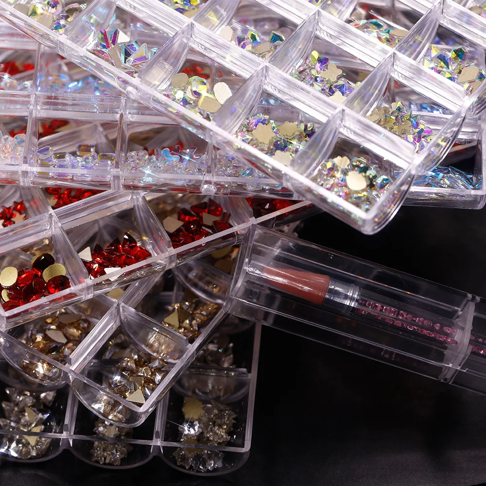 

1 Box 480PCS Mixed Shape Nail Art Decorations Rhinestones Charms Manicure Decor Gems Crystals Glitter Nails Accesorios Supplies
