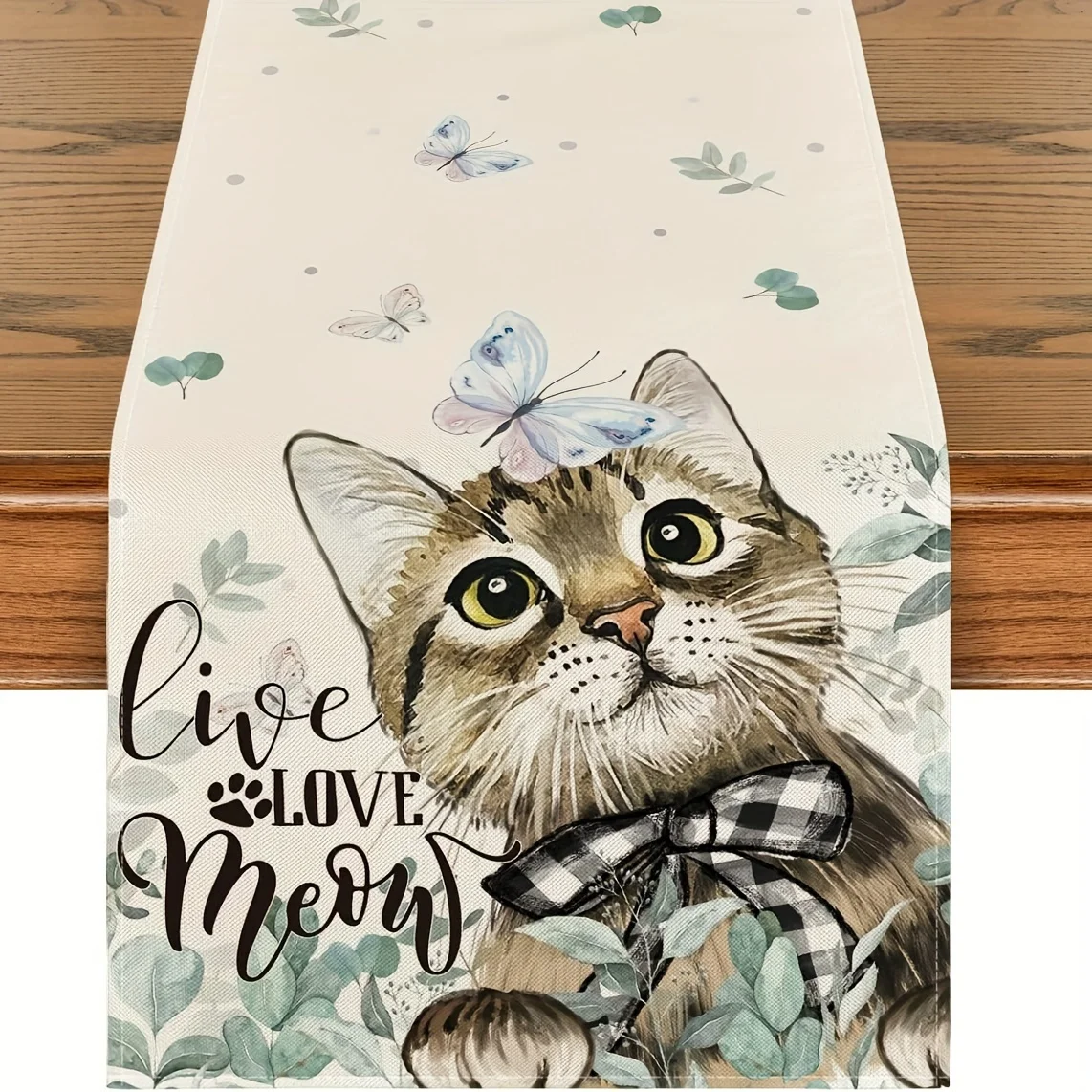 

Льняные дорожки для стола Eucalyptus Cat Butterfly Pattern
