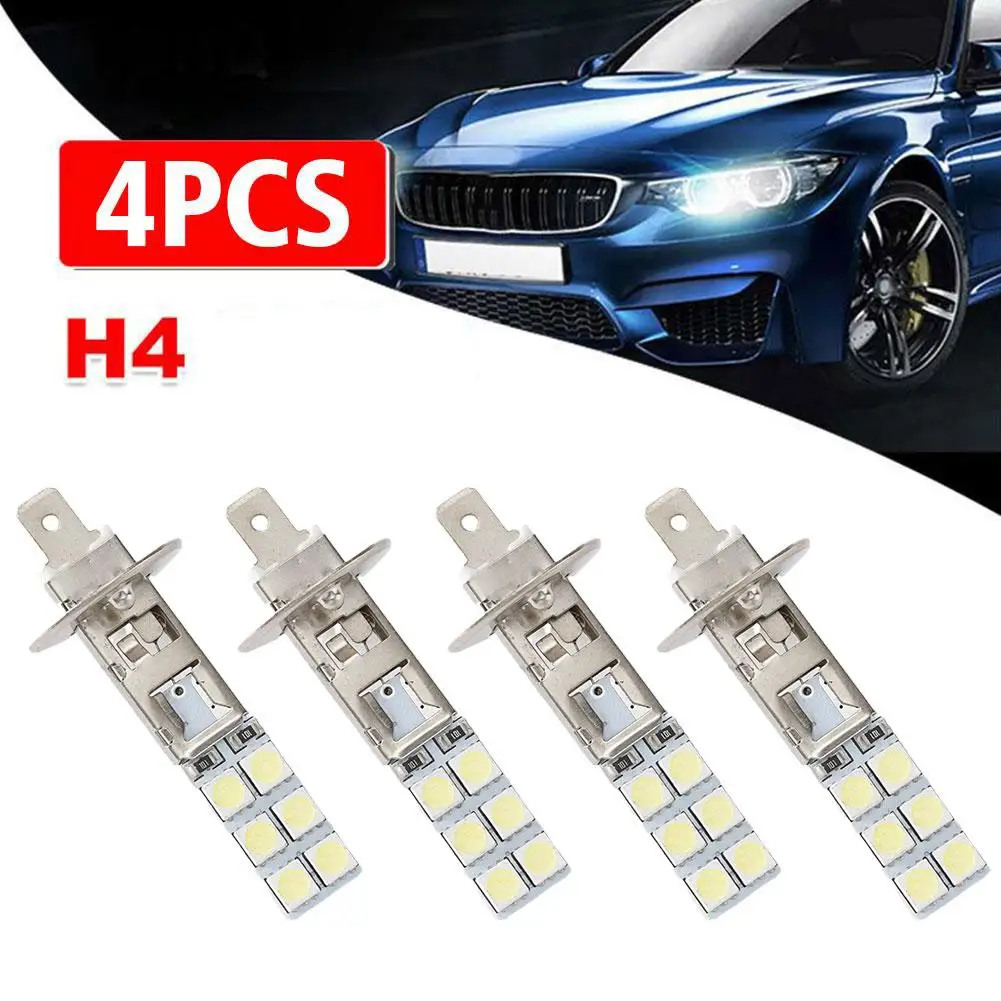 

4 шт., Автомобильные светодиодные лампы H1 6000K 12SMD 5050