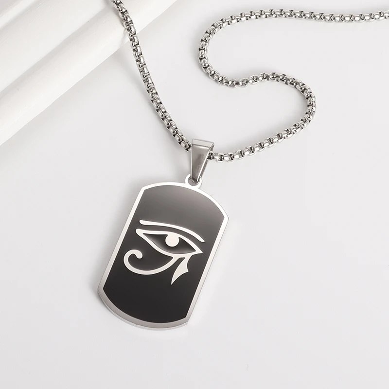 

New Trend Simple Black Stainless Steel Eye of Horus Pendant Necklace Men Women Casual Ancient Egypt Amulet Jewelry Gift