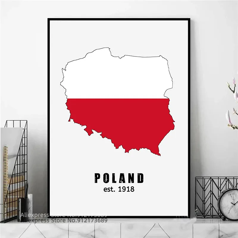 Карты Польши плакат декоративные картины настенное искусство холст картина и