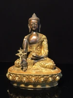 9 tibetan temple collection old bronze gilt medicine buddha amitabha lotus platform sitting buddha town house exorcism