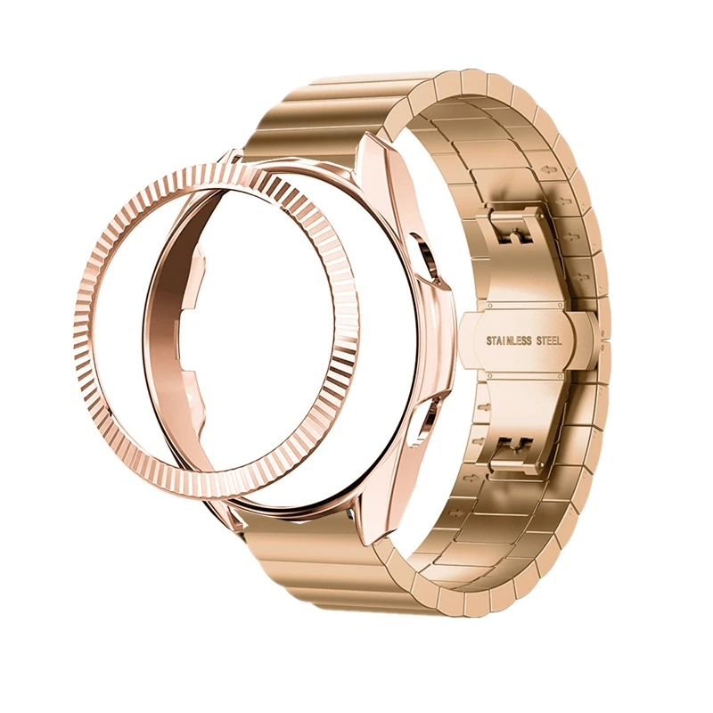 Metal Strap for Samsung Galaxy Watch 4 Classic 42mm 46mm Bracelet Galaxy Watch 3 45mm 41mm Band+ Protective Case+Ring Bezel