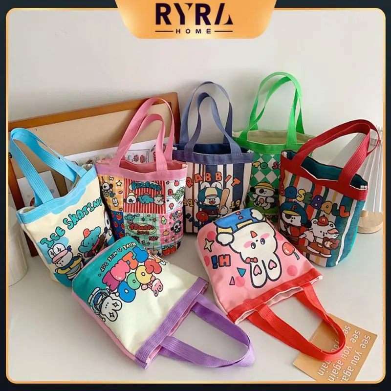 

Creative Handbags Portable Hand Lunch Box Bucket Cloth Bags Large Capacity Tote Bag Home Storage Canvas Bucket Bag Durable Cute