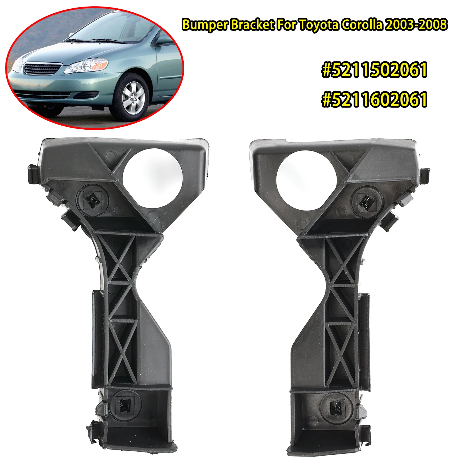 

Для Toyota Corolla 2003 2004 2005 2006 2007 2008 2X автомобильный фиксатор переднего бампера, кронштейн, 1 пара 5211502061 5211602061