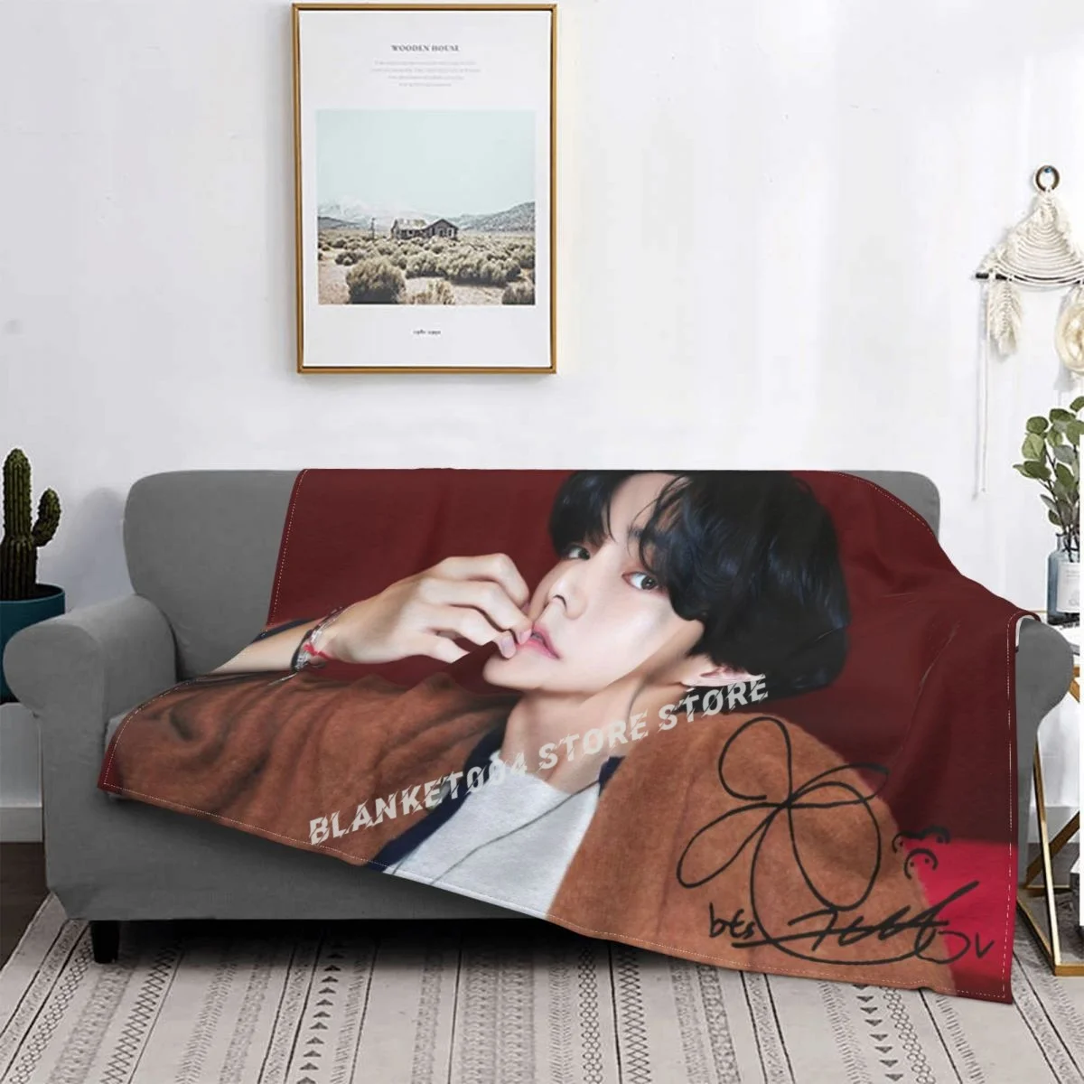 

Name V blanket / kids bands popular Bangtan Boys member V 3D warm home flannel blanket / soft blanket / sofa / bed / travel