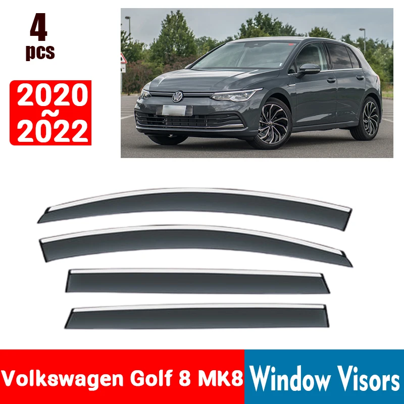 FOR Volkswagen VW Golf 8 MK8 2020-2022 Window Visors Rain Guard Windows Rain Cover Deflector Awning Shield Vent Guard