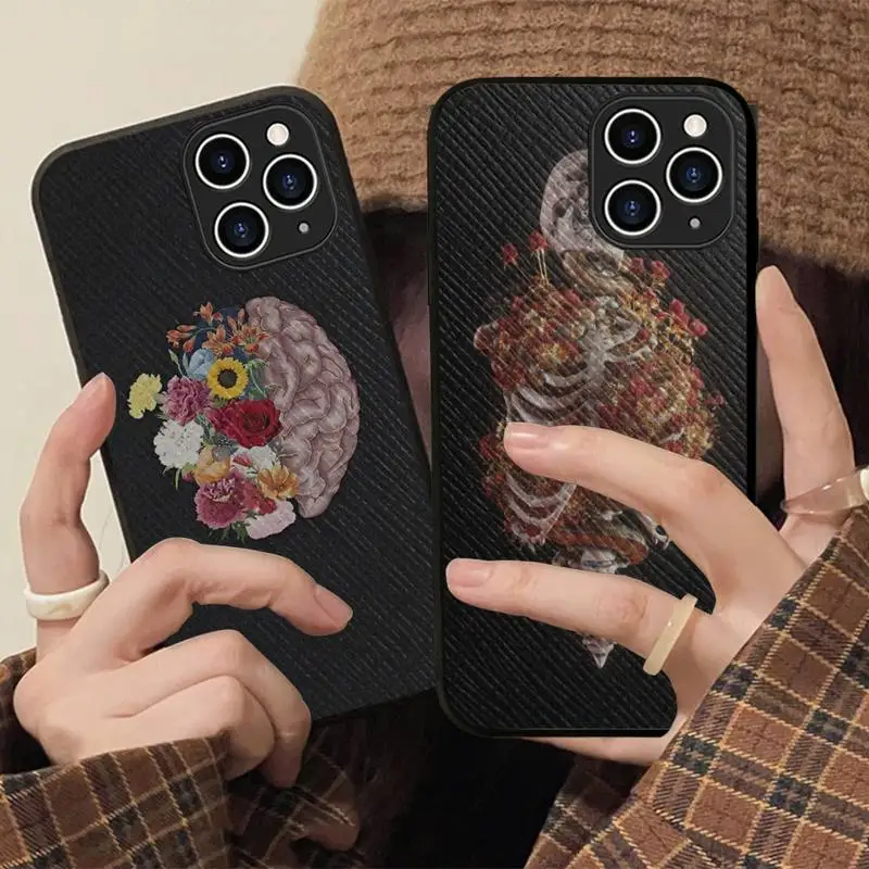 

Aesthetic Human Organs Brain Heart Phone Case Hard Leather Case for iPhone 11 12 13 Mini Pro Max 8 7 Plus SE 2020 X XR XS Coque