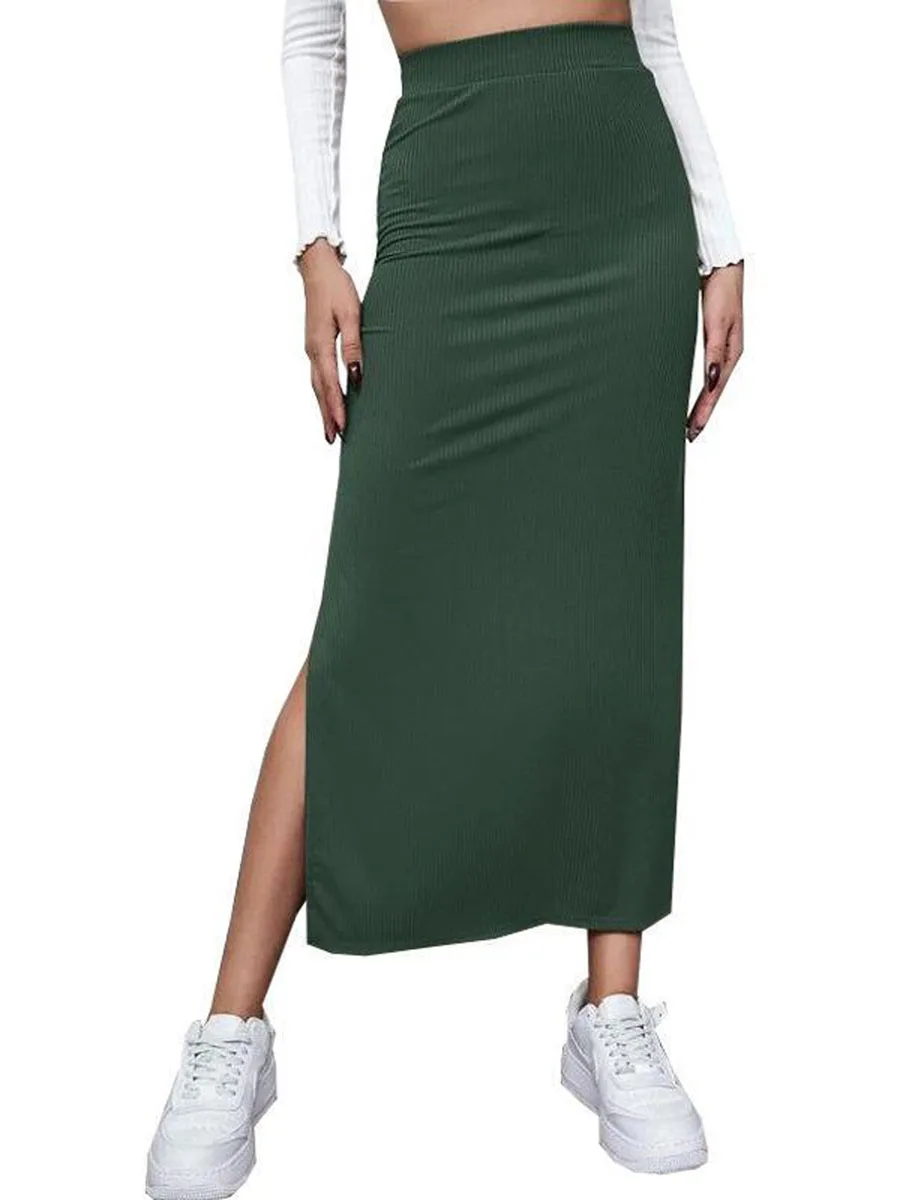 

Женская длинная юбка-карандаш, повседневная однотонная облегающая юбка-карандаш с заниженной талией, лето 2023