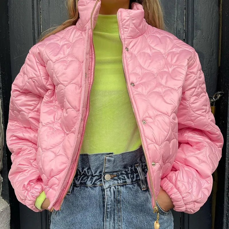 

Winter Jacket Women 2022 Fashion Stand Collar Long Sleeve Puffer Jacket Windproof Warm Coats Casaul Female Ourwear