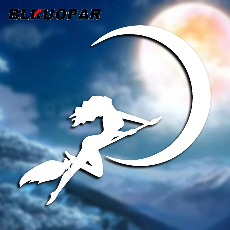 

BLKUOPAR, сексуальная ведьма, девушка, мухи в Луну, автомобильные наклейки, креативная наклейка, водонепроницаемые вырезанные окна, шлем, автомобильное украшение
