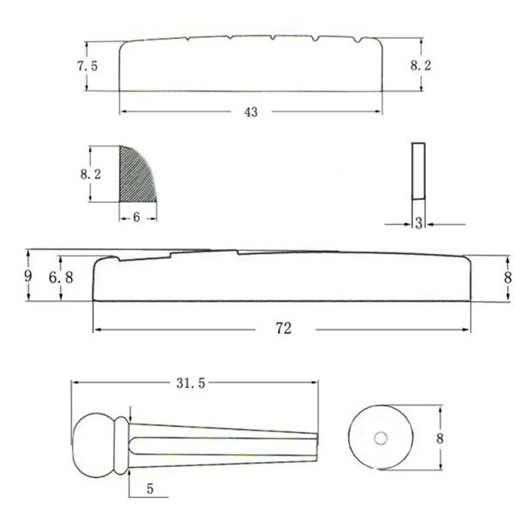 Качественные гитарные струны гайка подушка мостовые штифты седло набор для