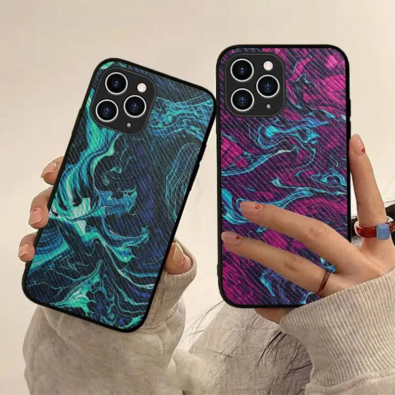 

FHNBLJ Abstract Venom Liquid Phone Case Hard Leather Case for iPhone 11 12 13 Mini Pro Max 8 7 Plus SE 2020 X XR XS Coque