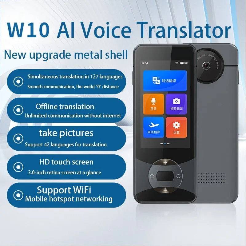 

2023 W10 Instant Voice Translator Language Translator In Real-time Smart Translator Supports 127 Online Languages Translation