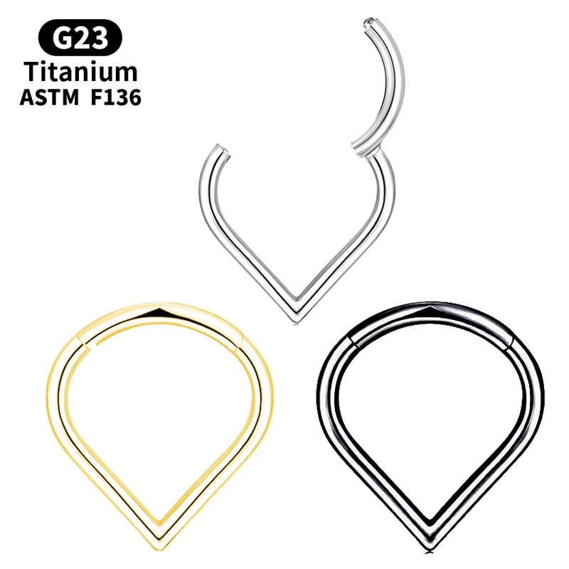 

Wholesale G23 Titanium Piercing Nose Ring Tragus Clicker Septum Gold Earrings Hoop Hinge Segment Daith Helix Women Body Jewelry