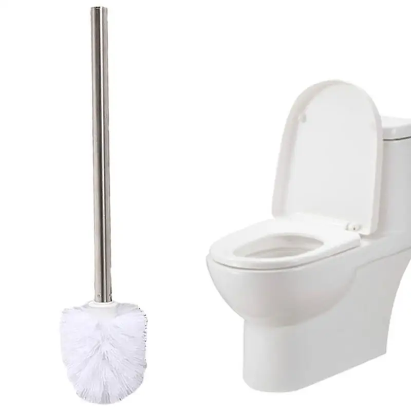 

Пластиковая щетка для унитаза с ручкой из нержавеющей стали, инструменты для чистки с мягкой щетиной для ванной комнаты