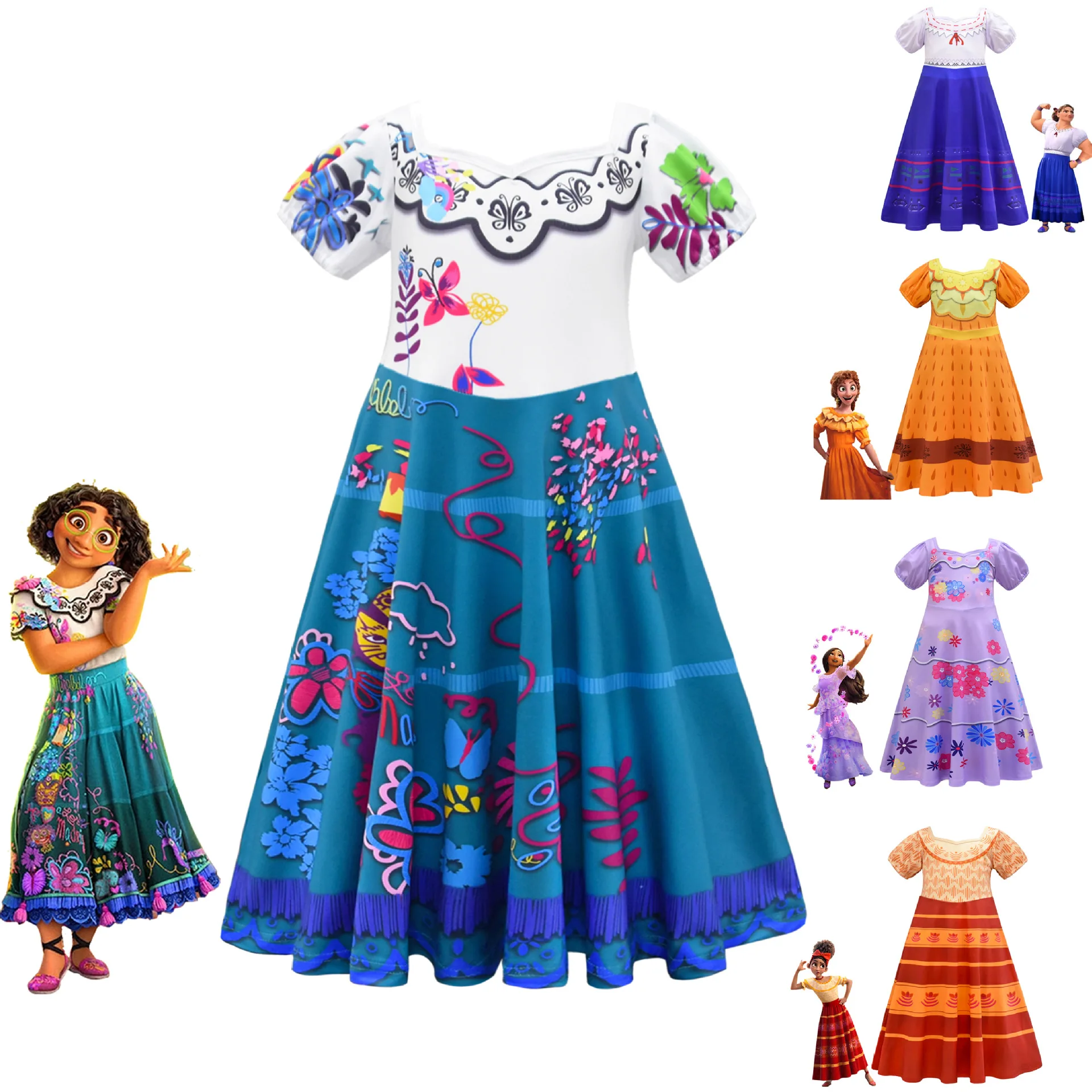 

2022 Moive Cartoon Encanto Mirabel Children's cosplay costume holiday Summer Princess dress dress skirt