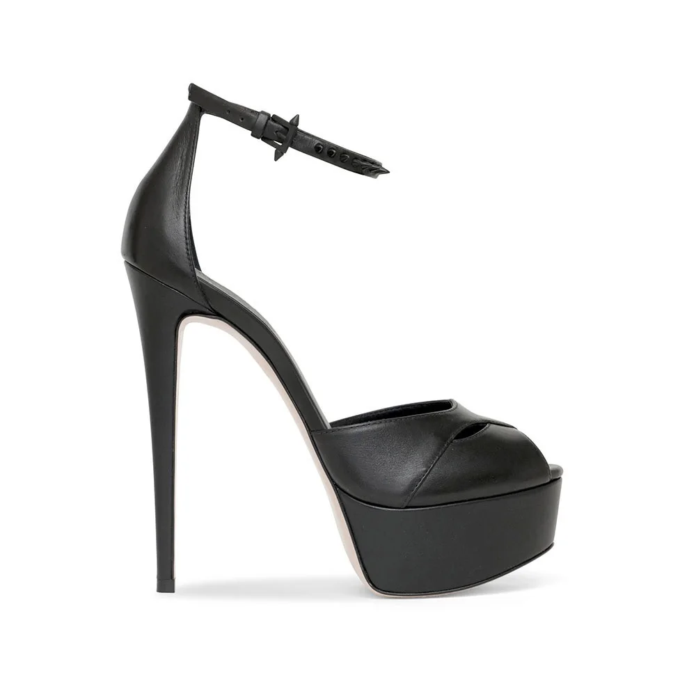 2022 Luxury Gold Platforms Sandals for Women Stilettos High Heel Party Shoes Black Sexy Evening Footwear Ladies Ankle Strap Shoe