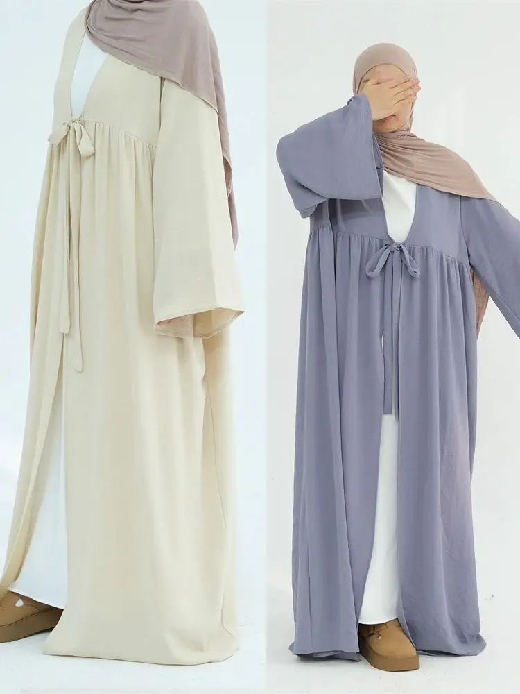 Рамадан Ид Скромное открытое кимоно Абая Дубай Мусульманская молитвенная одежда