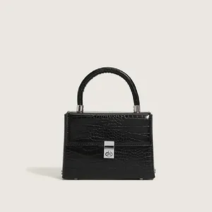 2022 novelty design black white alligator top handle handbag for women pu leather delicate high quality shoulder chain bag free global shipping