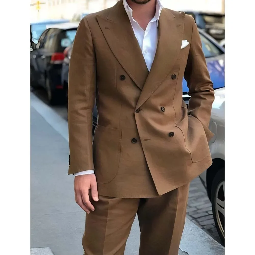Костюм мужской двубортный из двух предметов свободный офисный костюм в стиле High