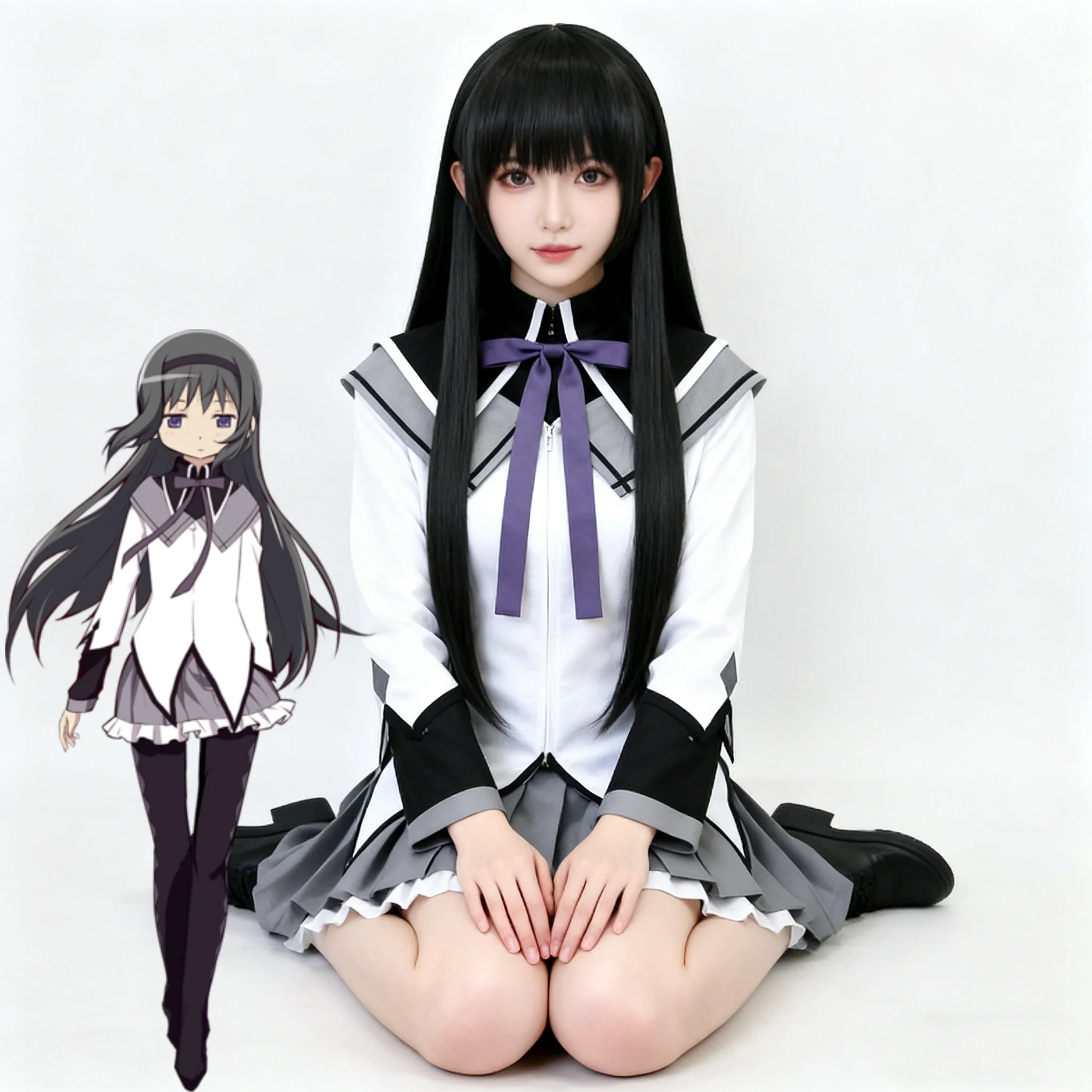 Puella Magi Madoka Magica Akemi Homura Kaname Madoka Косплей Костюм Парик Розовое бальное платье и белая форма JK Наборы для вечеринок (art.: 3920ca57d1a95) - 3920ca57d1a95