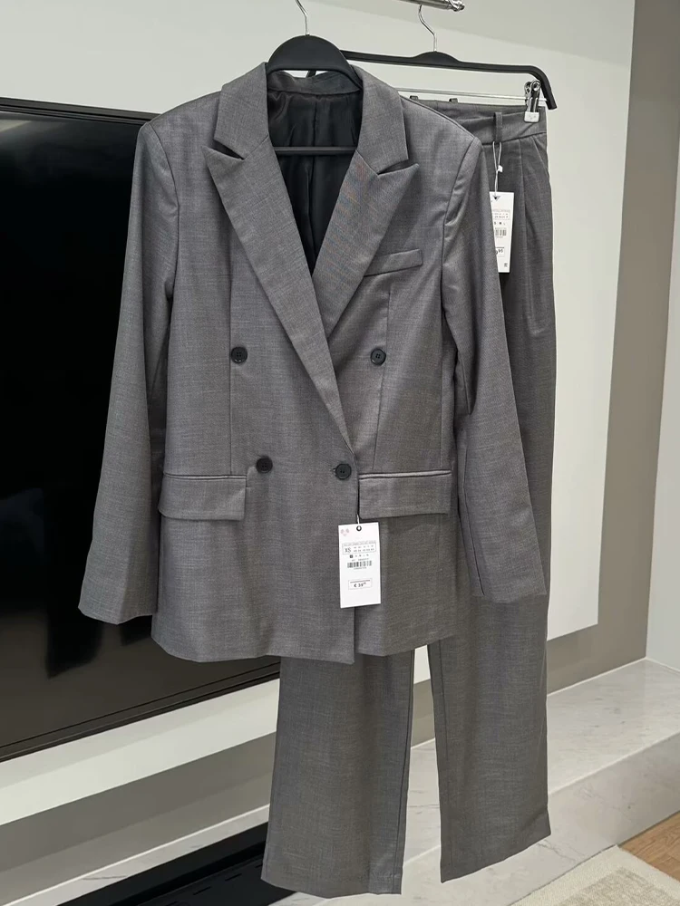 Женский костюм Zach AiIsa Осенний двубортный пиджак с длинными рукавами отложным